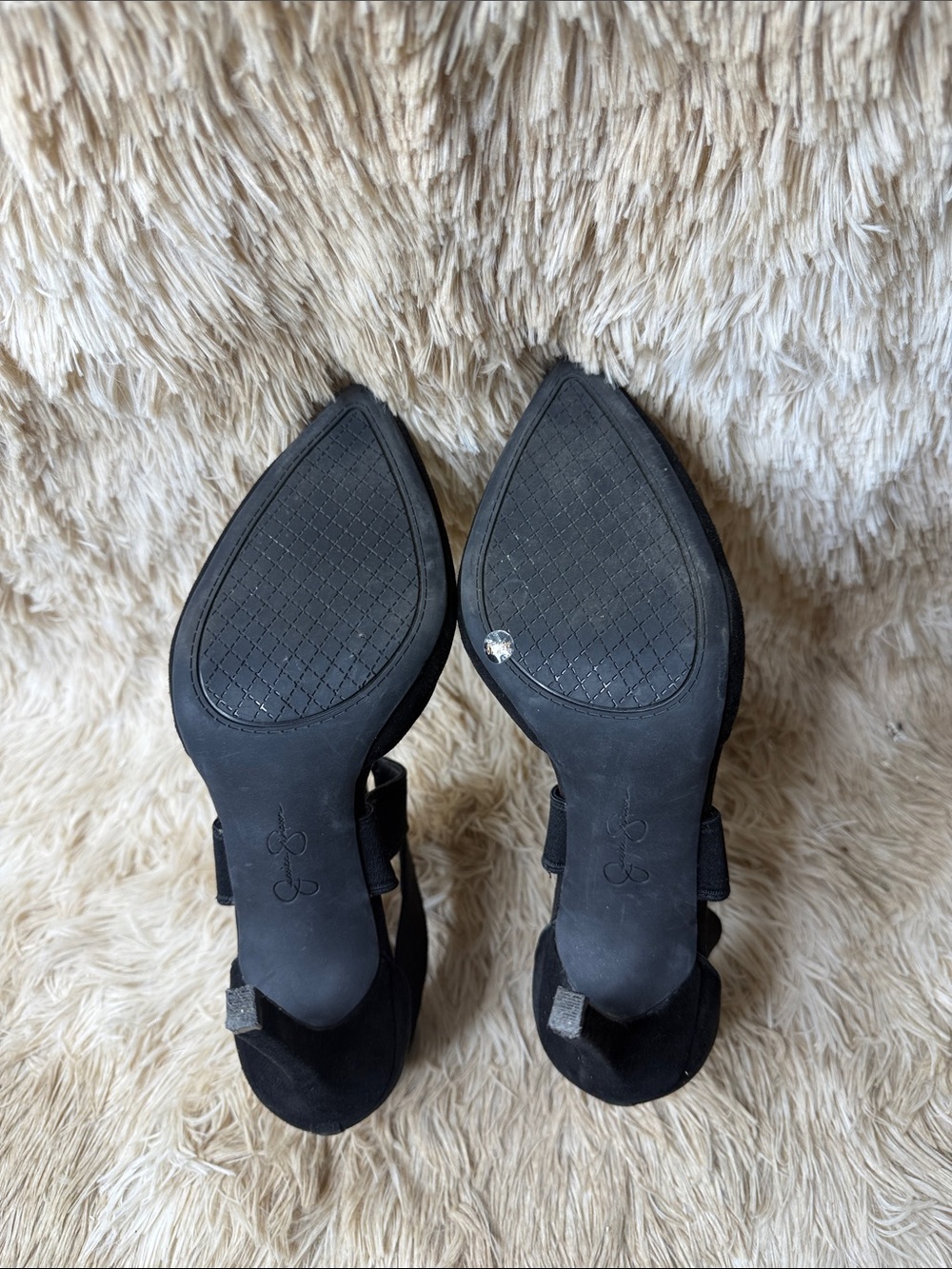 Jessica Simpson Black Pointed-Toe Ankle Strap Heels - Picture 8 of 12